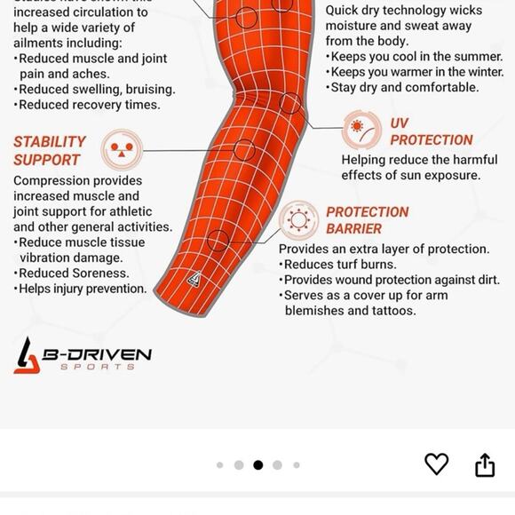 B Driven Youth Large Black/white/gray compression sleeve - Picture 11 of 11